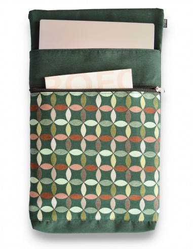 Laptop sleeve, "hojas" green open – BARBADOS