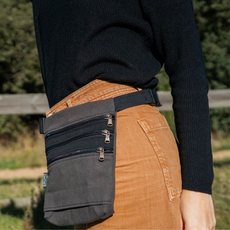 Sac ceinture Île de Pâques 3 gris foncé uni 100% coton
