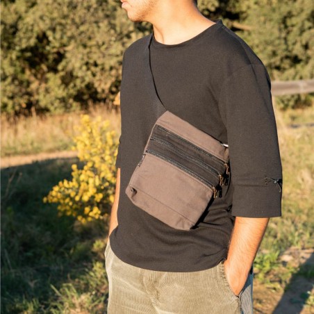Sac ceinture Île de Pâques 3 gris foncé uni 100% coton