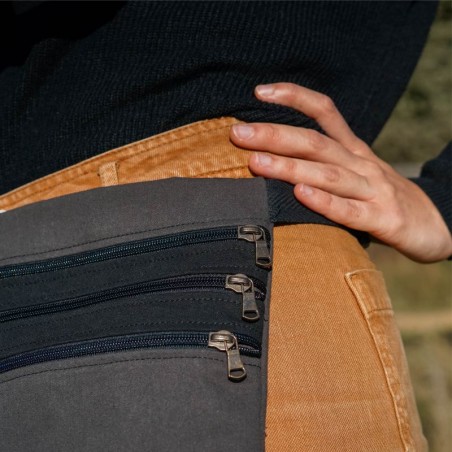 Waist bag belt fanny pack Easter Island 3 solid dark gray 100% cotton