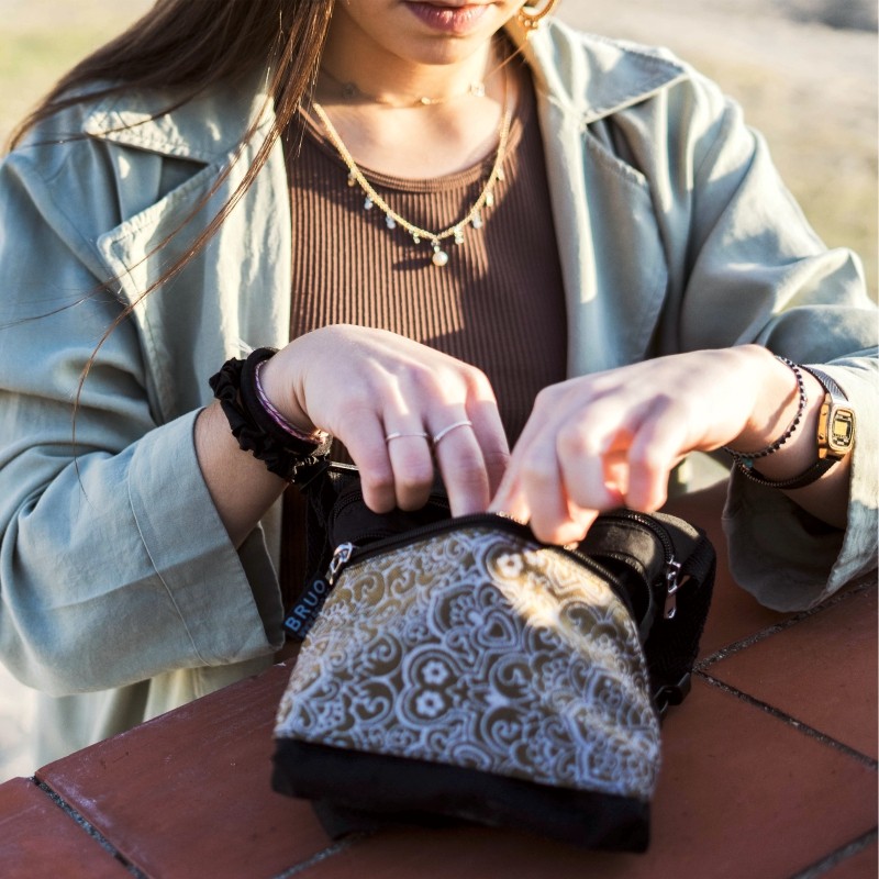 Sac ceinture noir mandala doré modèle Kauai...