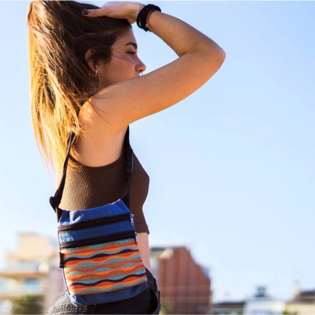 Waist bag belt fanny pack Kauai 2 pockets Blue sea.