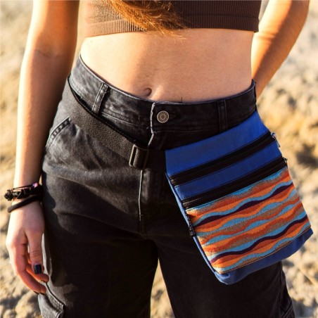 Waist bag belt fanny pack Kauai 2 pockets Blue sea.